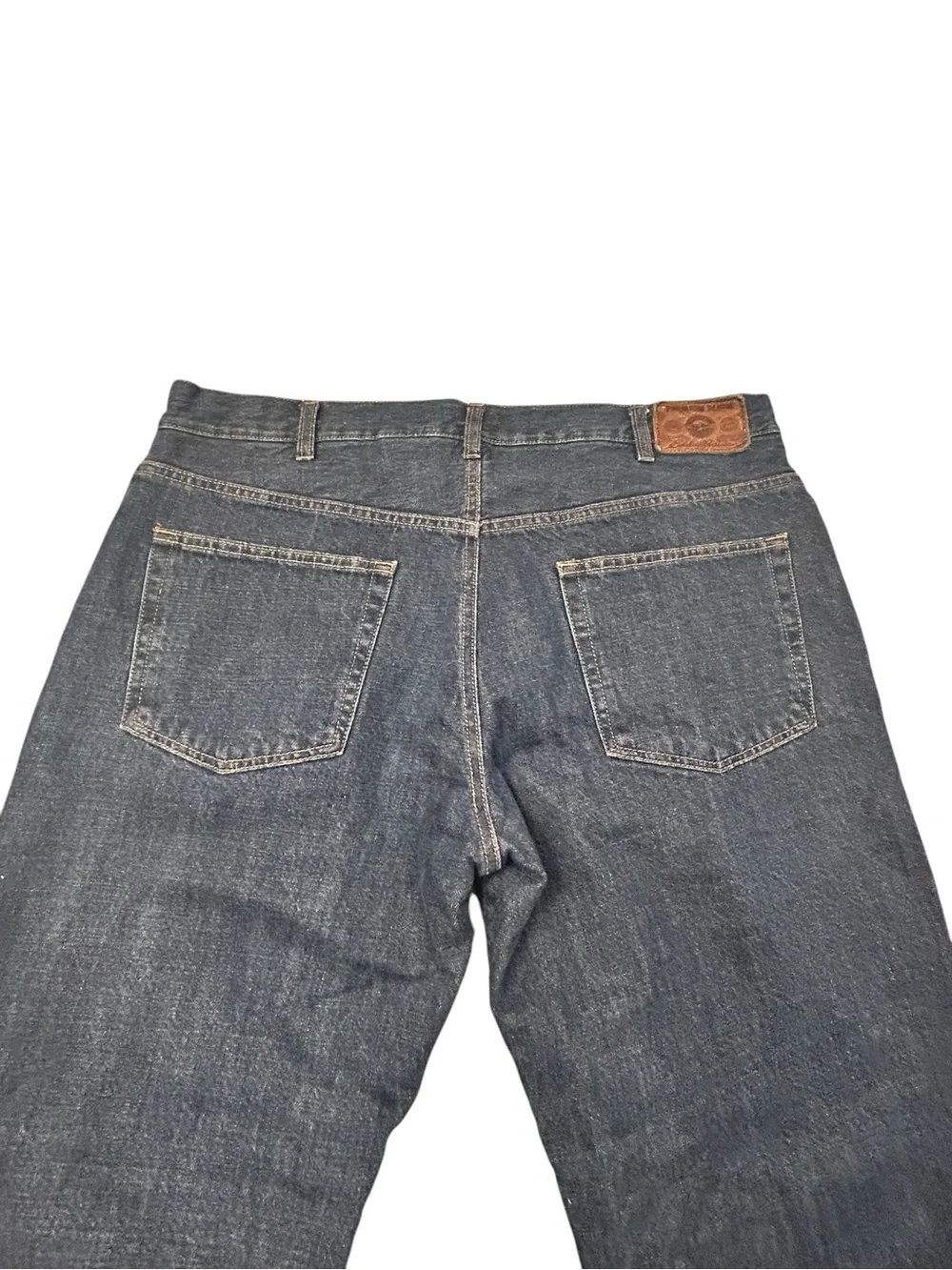 Eddie Bauer Premium Denim Relaxed Blue Plaid Flannel Lined Blue Jeans 38/30 Men